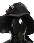 Dolce & Gabbana Elegant Black Leather Cloche Cap