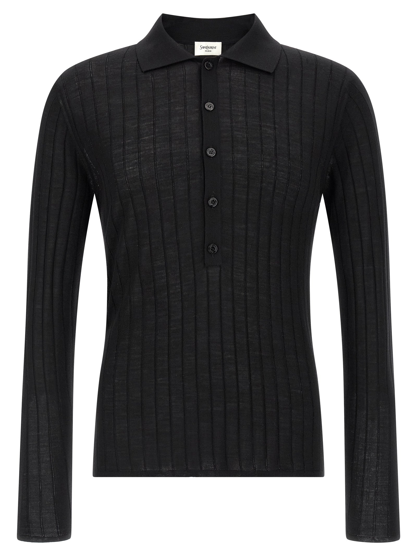 Saint Laurent Saint Laurent Pointelle Wool Polo Shirt