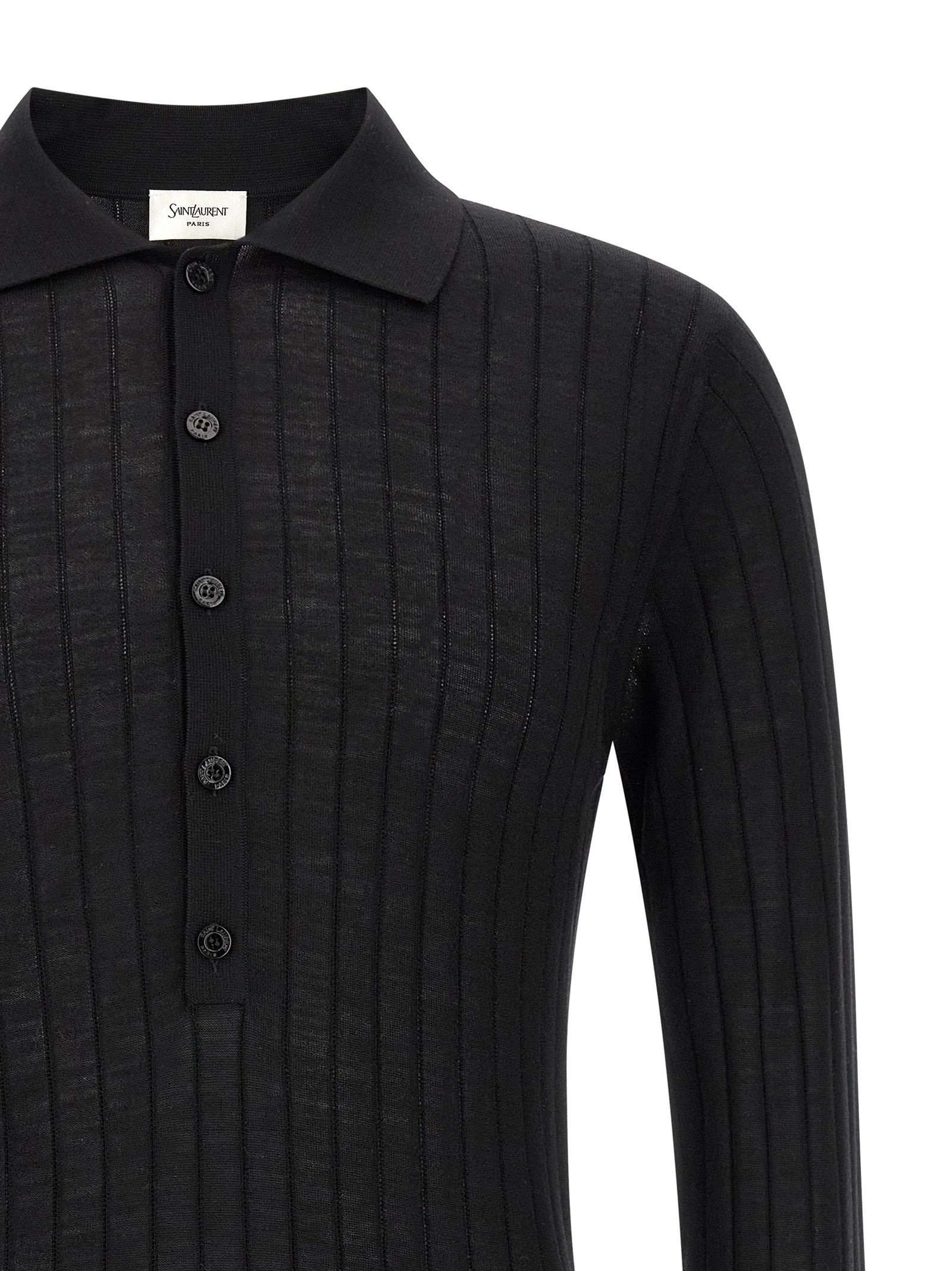 Saint Laurent Saint Laurent Pointelle Wool Polo Shirt
