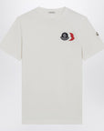 Moncler Moncler White T-shirt with embroidered tricolor logo