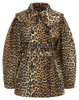 Ganni Ganni Leopard Duchesse Nylon Short Trench Coat