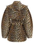 Ganni Ganni Leopard Duchesse Nylon Short Trench Coat
