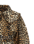 Ganni Ganni Leopard Duchesse Nylon Short Trench Coat