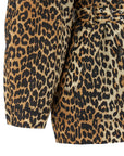 Ganni Ganni Leopard Duchesse Nylon Short Trench Coat
