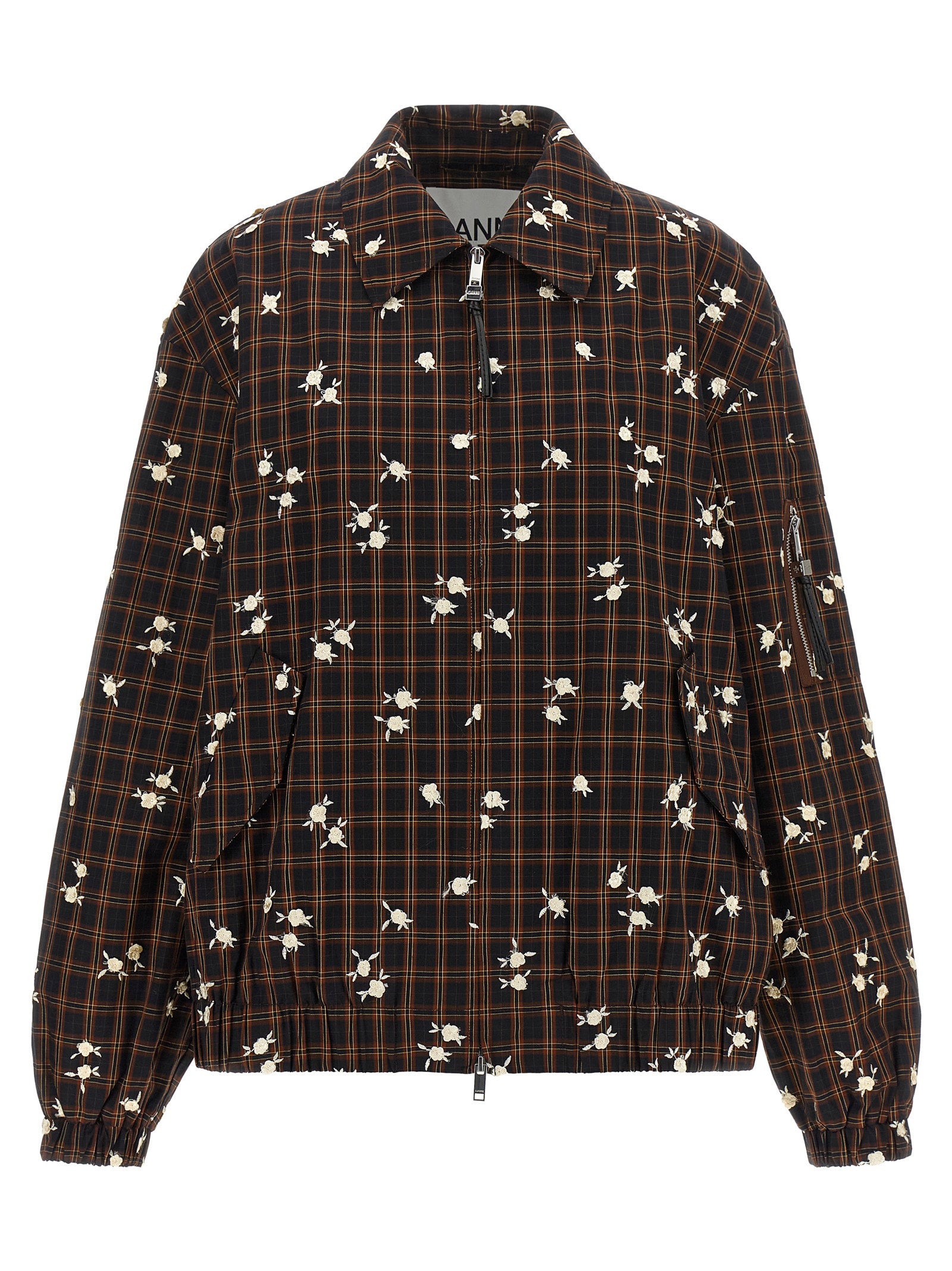 Ganni Ganni Check Flower Bomber Jacket