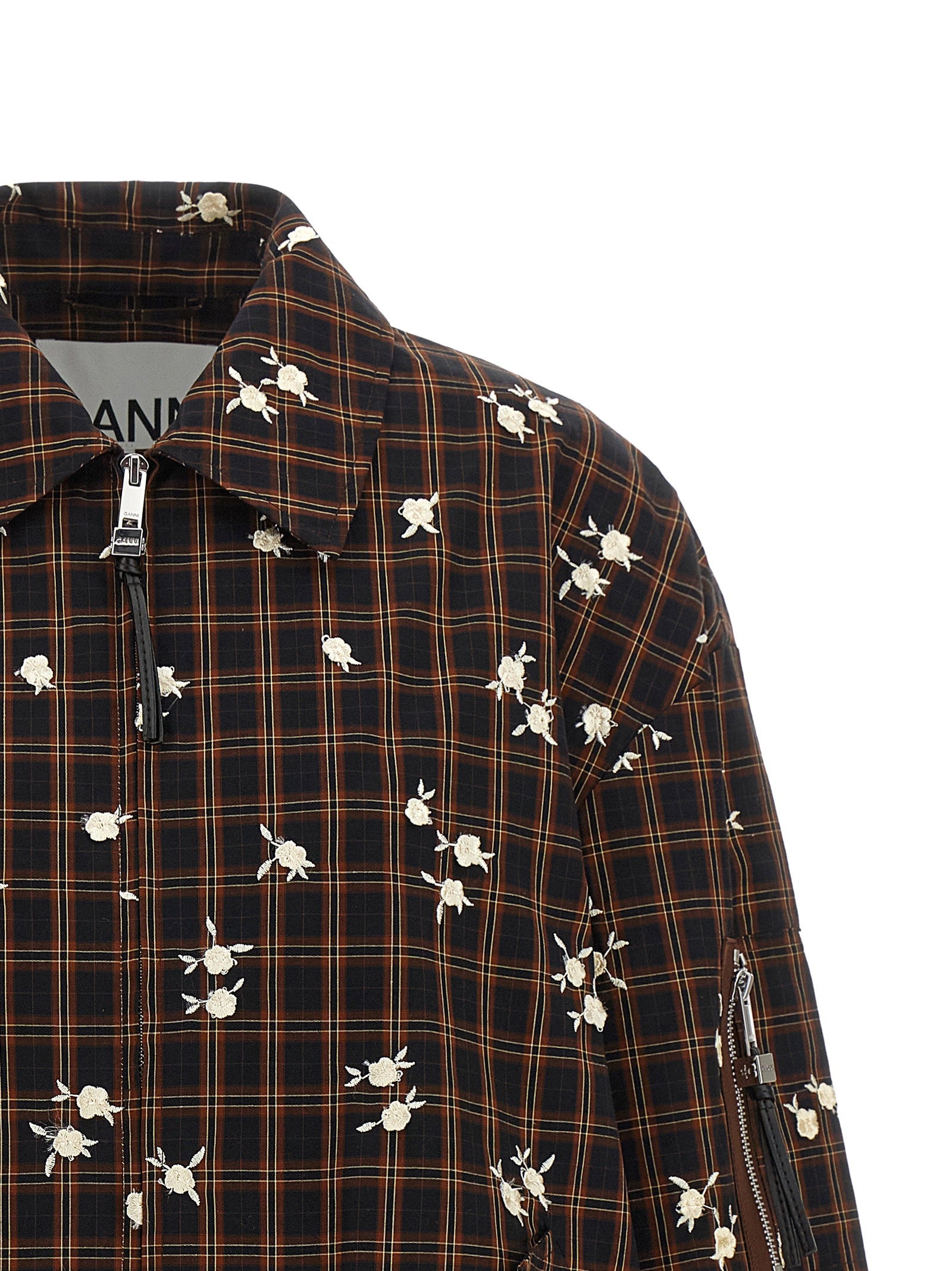 Ganni Ganni Check Flower Bomber Jacket