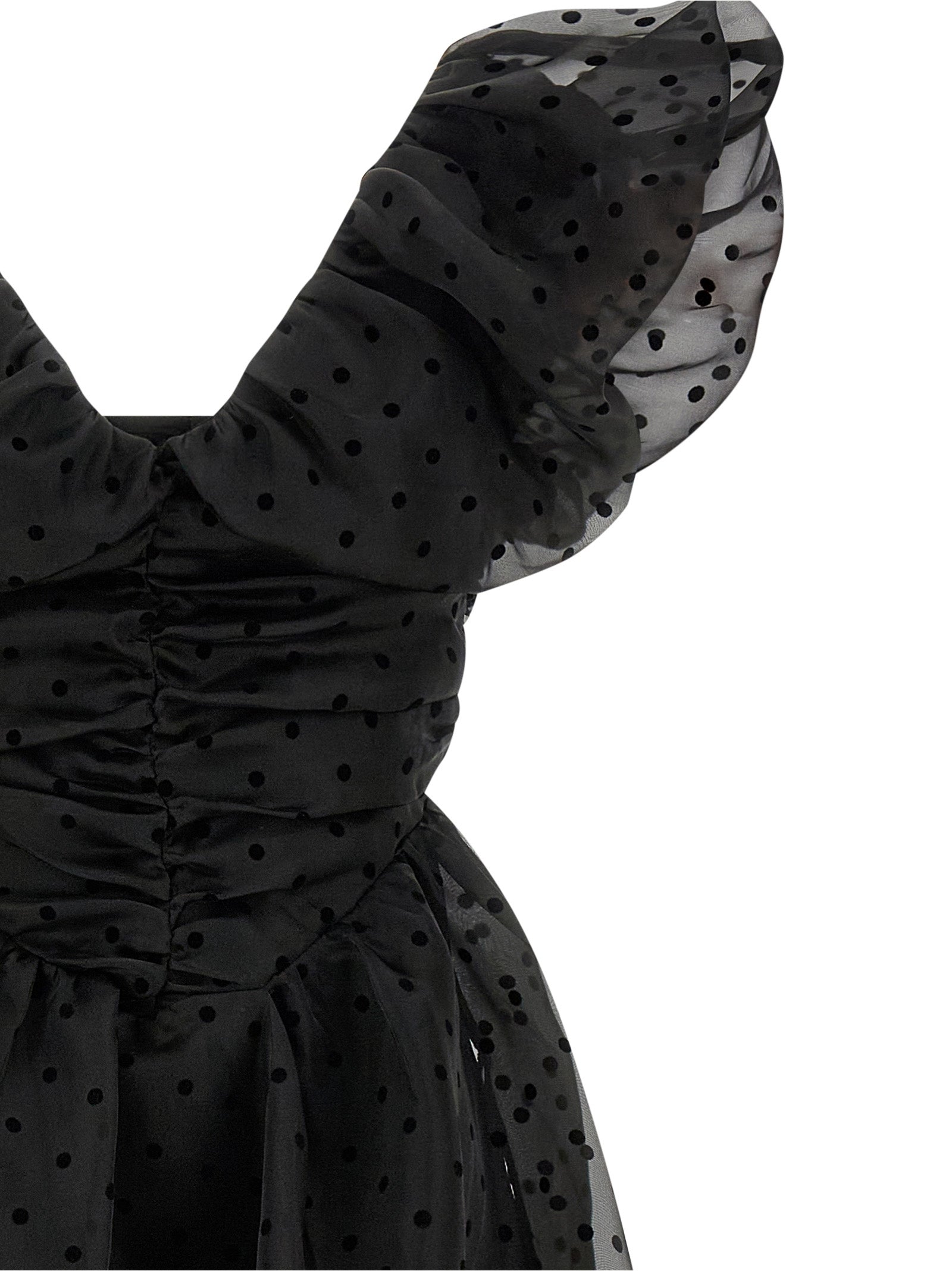 Ganni Ganni Black Organza Ruched Dress