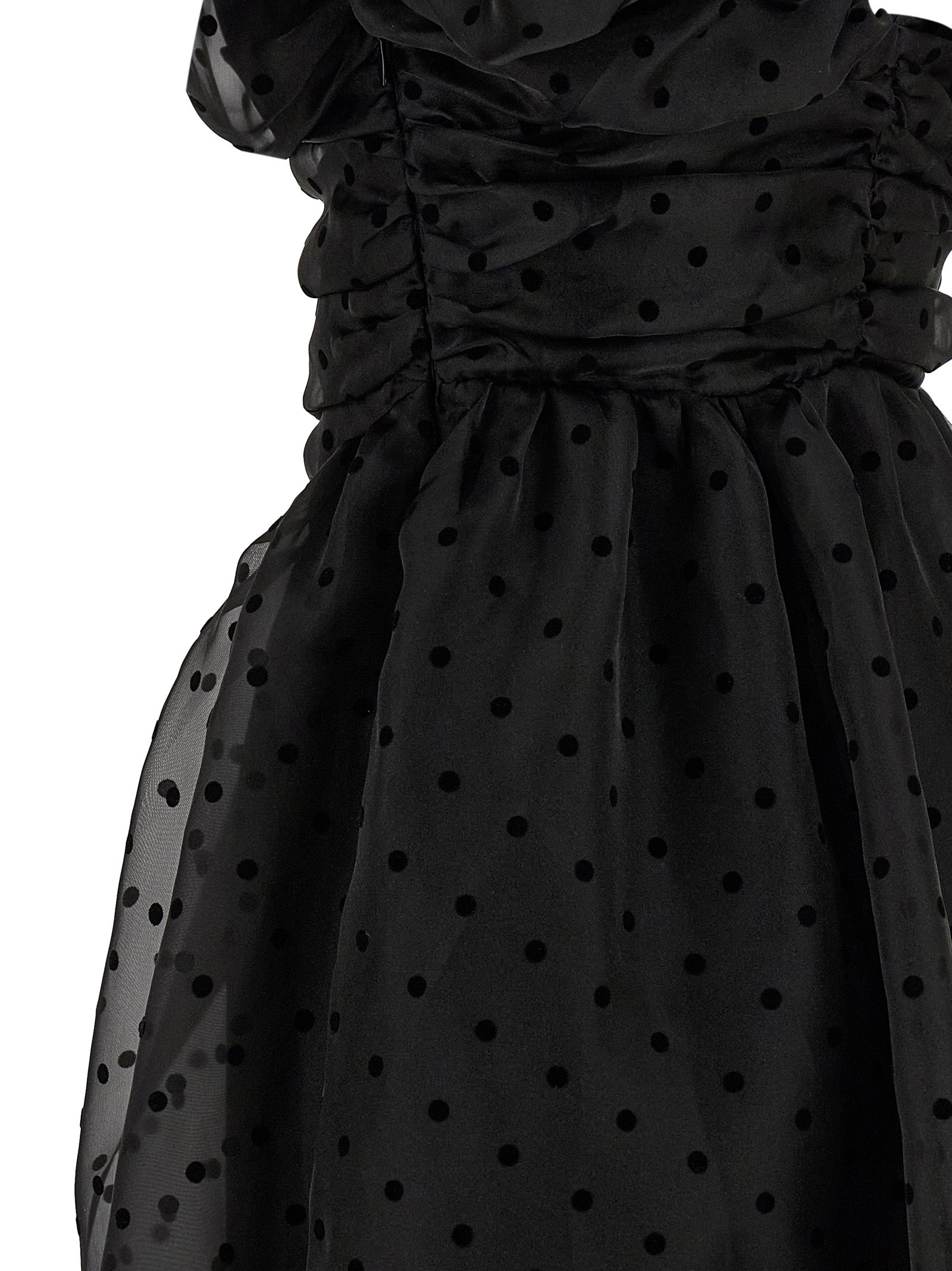 Ganni Ganni Black Organza Ruched Dress