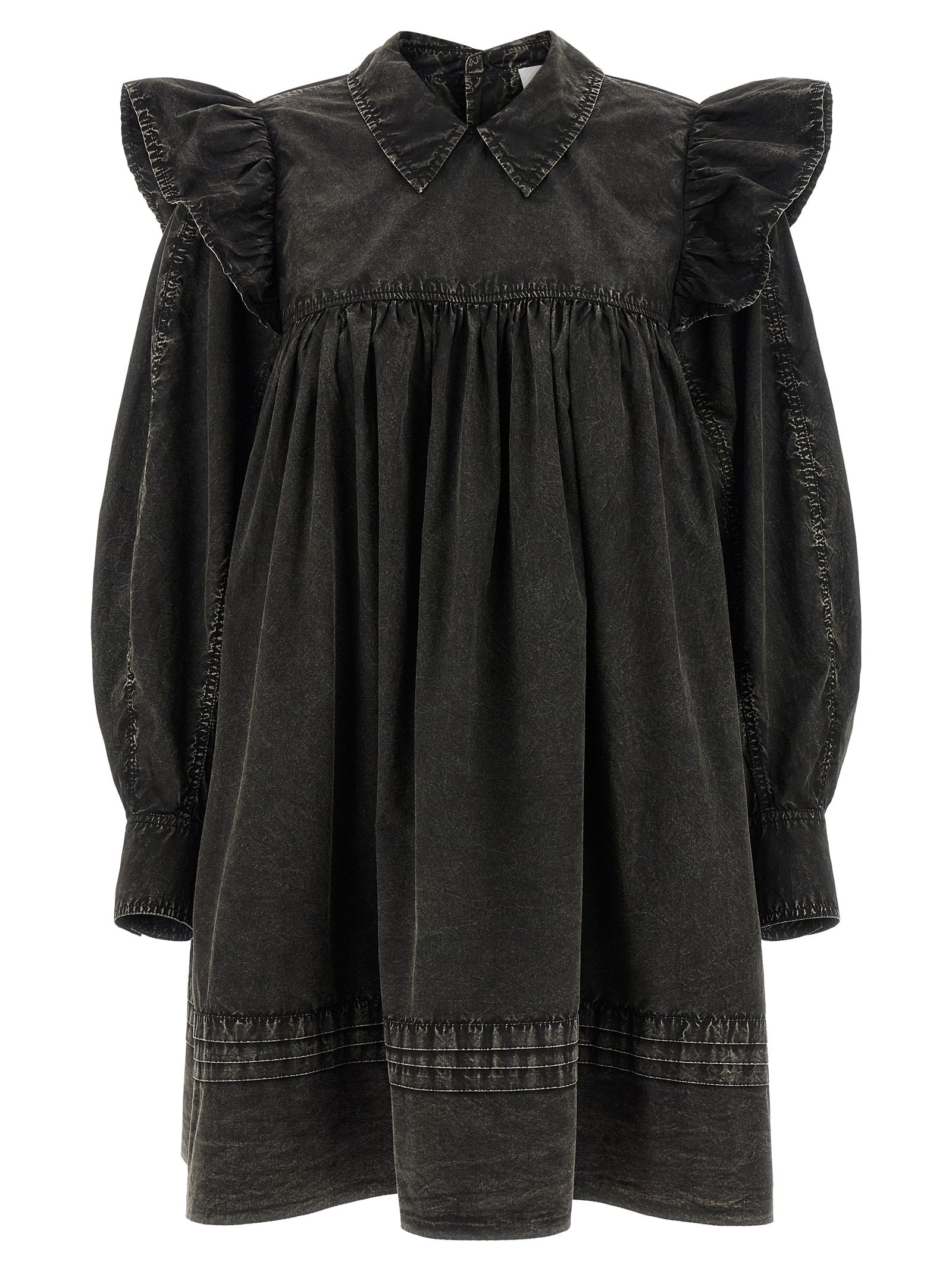Ganni Ganni Black Washed Mini Shirt Dress