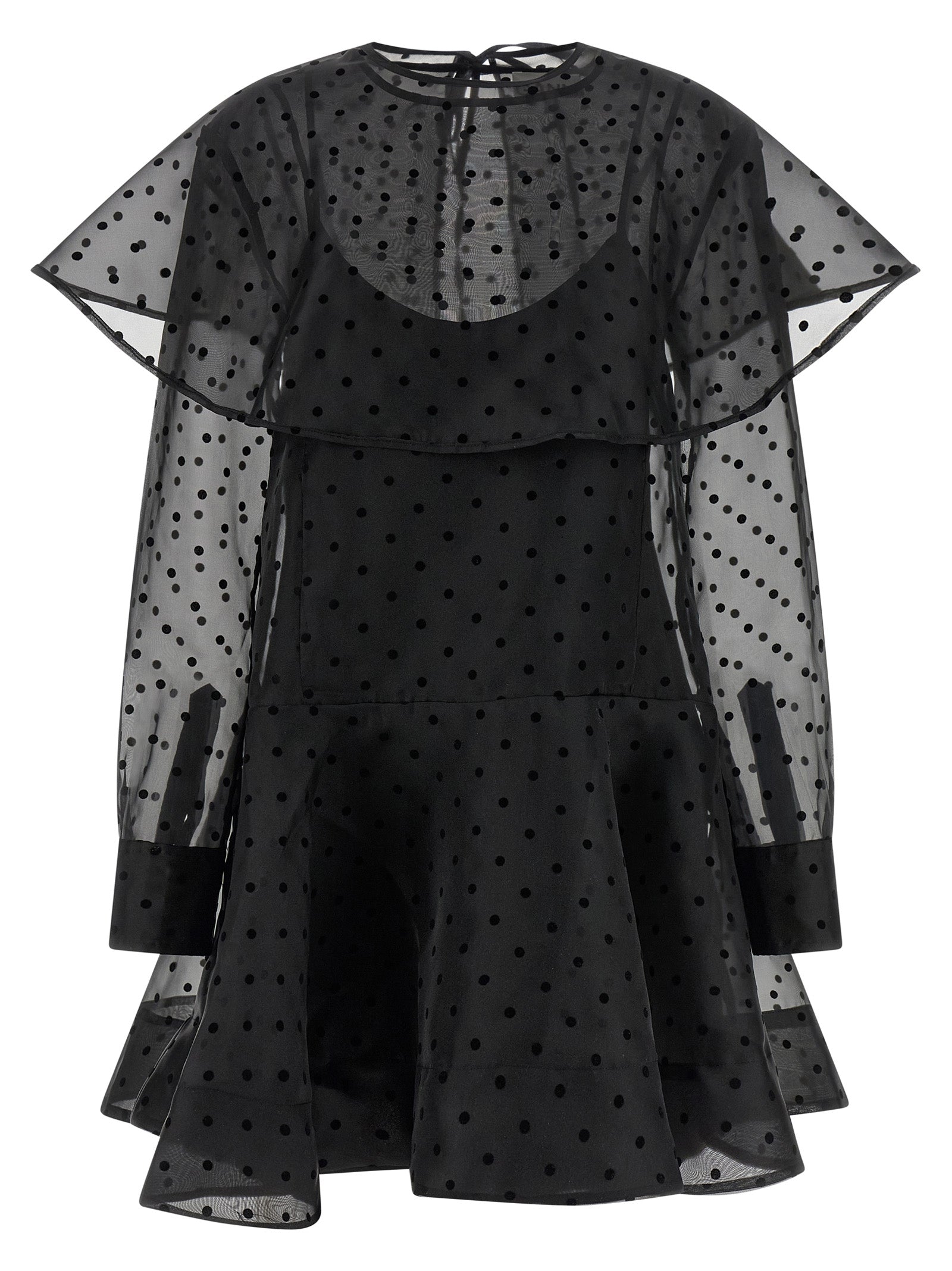 Ganni Ganni Black Organza Circle Collar Dress