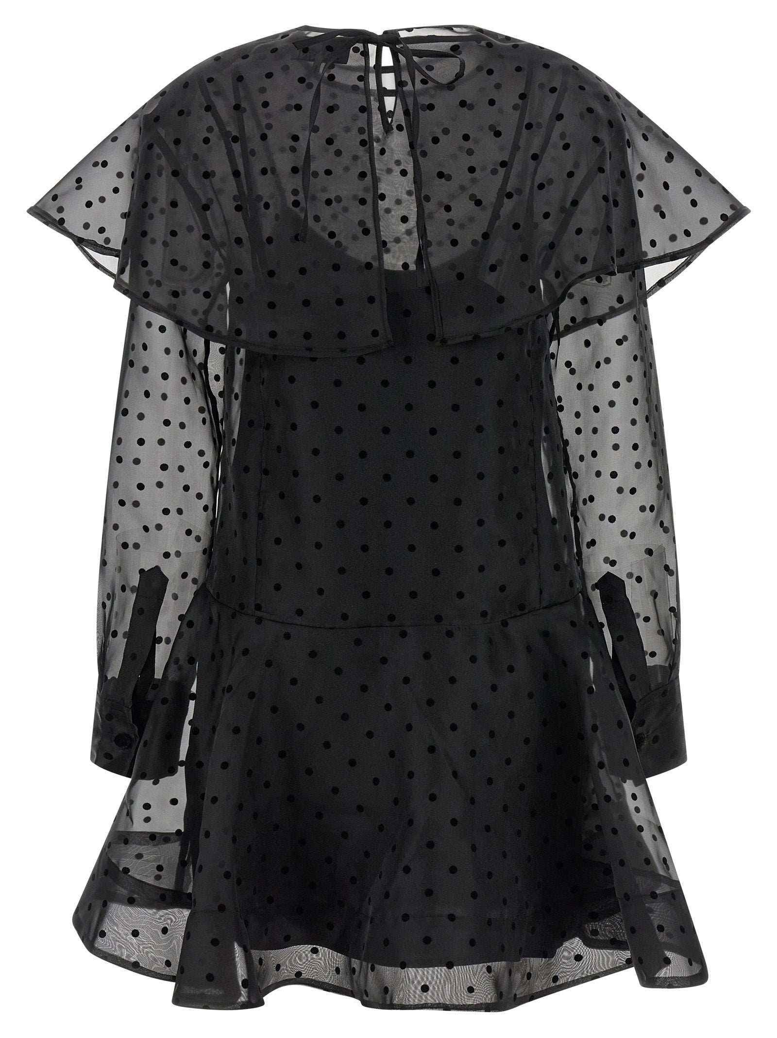 Ganni Ganni Black Organza Circle Collar Dress