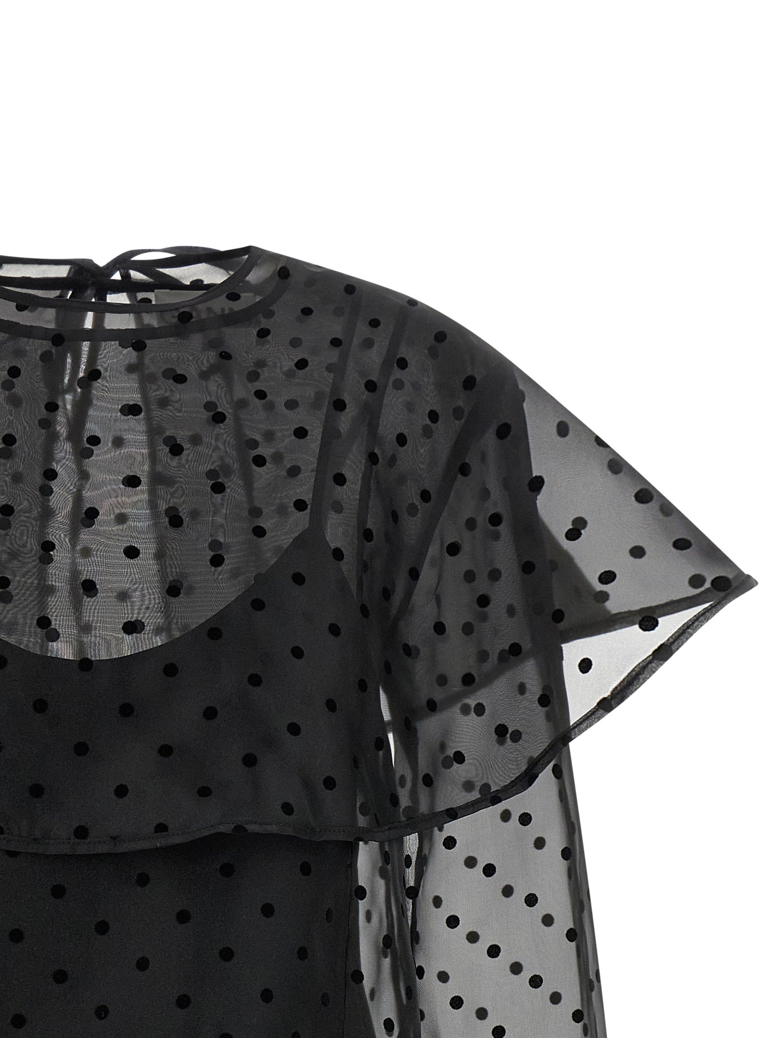 Ganni Ganni Black Organza Circle Collar Dress