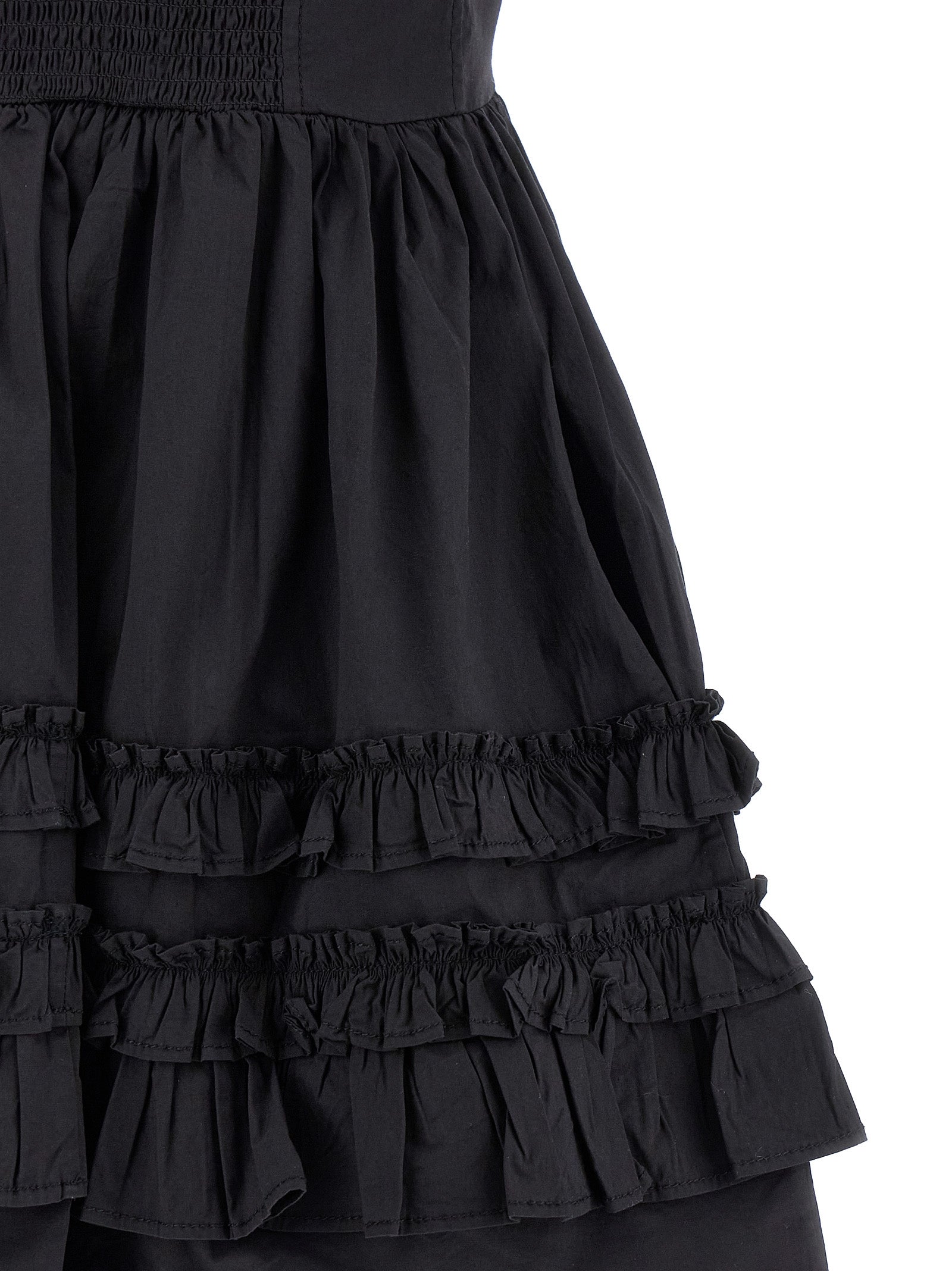 Ganni Ganni Black Mini Frill Dress