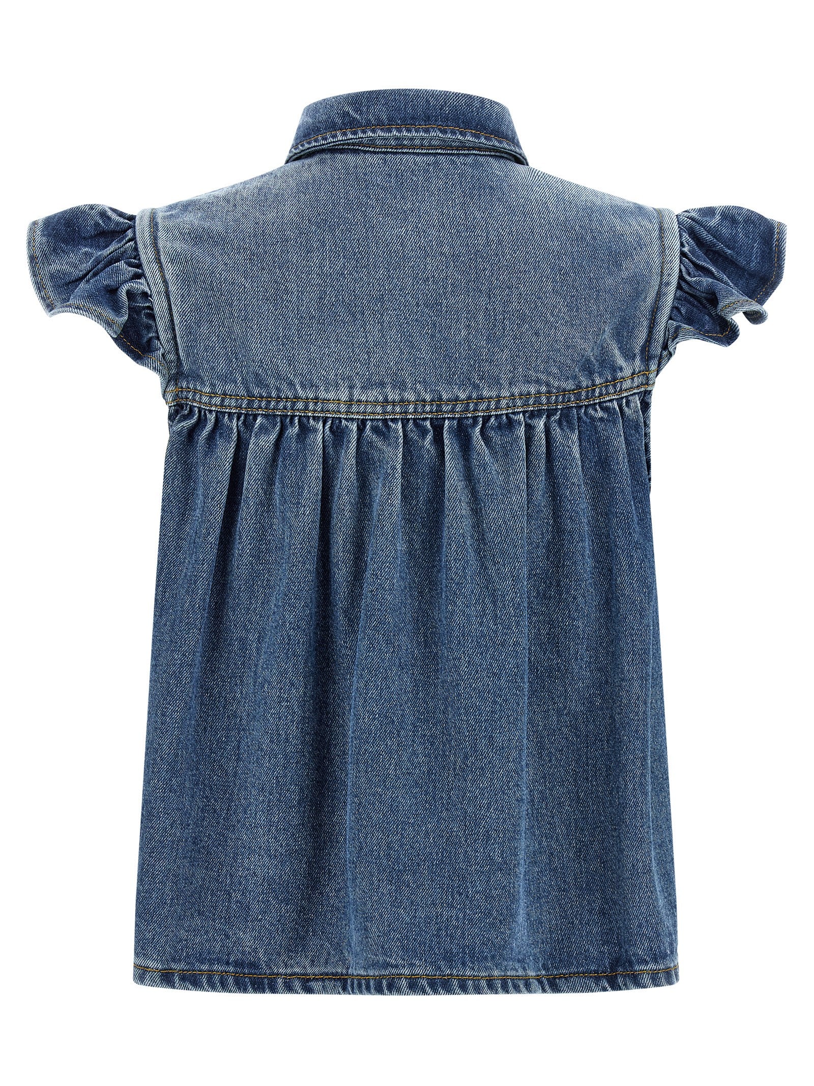 Ganni Ganni Denim Ruffle Top