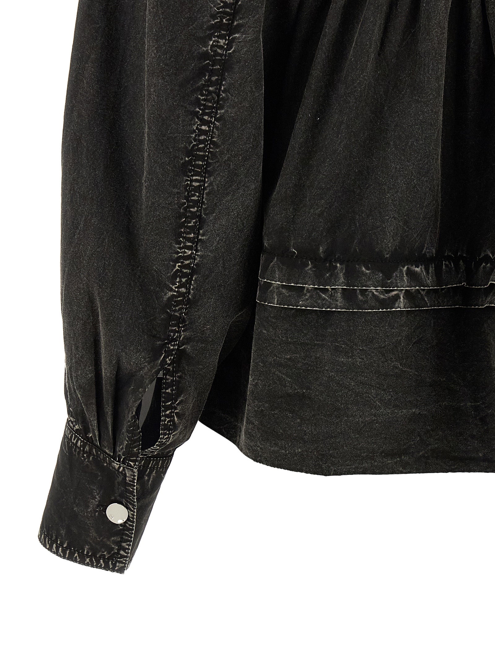 Ganni Ganni Black Washed Frill Blouse
