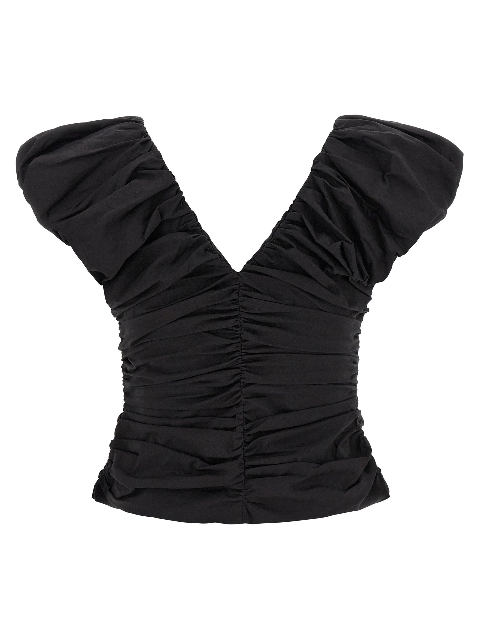 Ganni Ganni Black Ruched Top