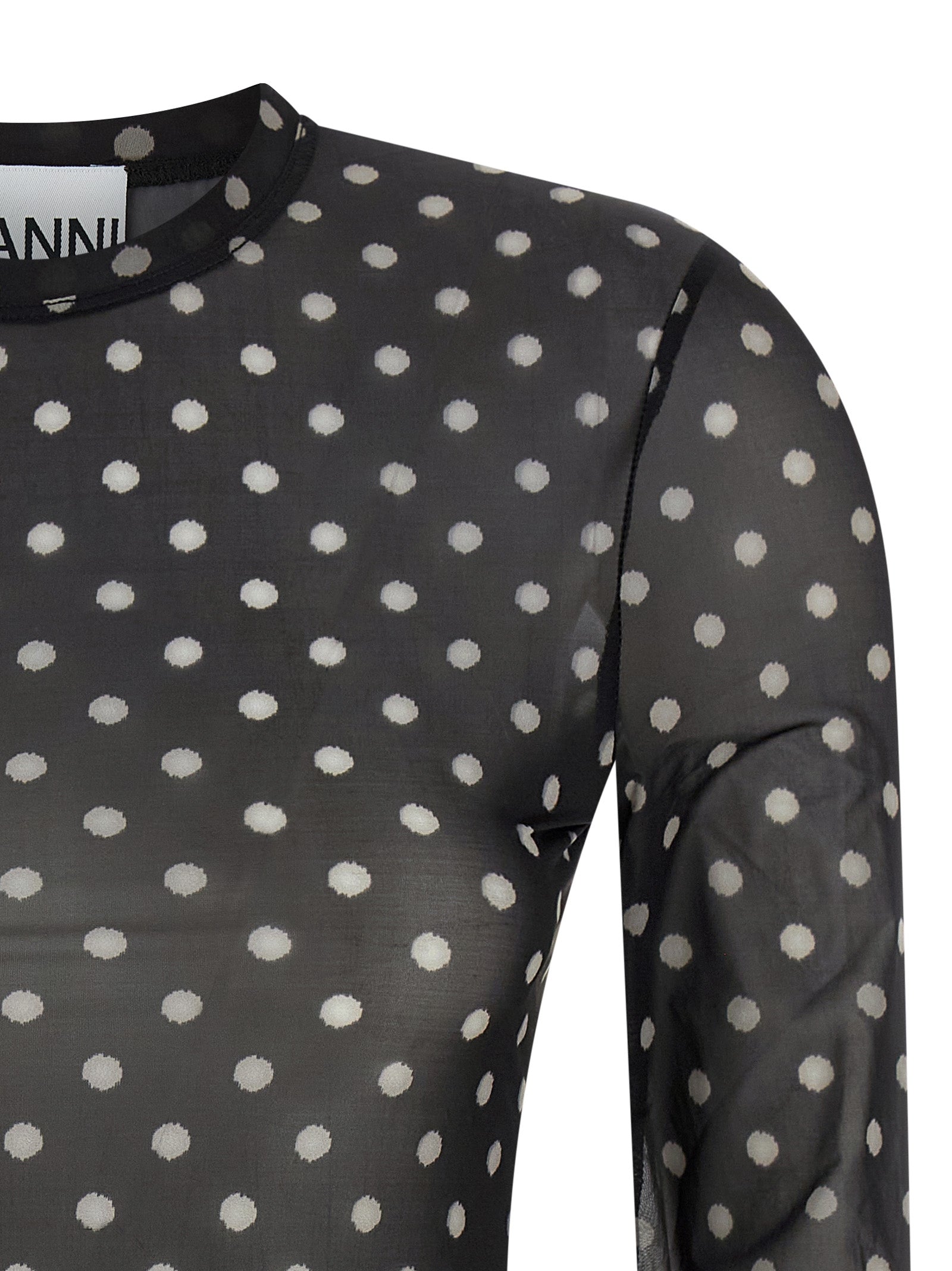 Ganni Ganni Printed Sheer Sweater