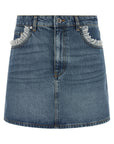 Ganni Ganni Denim And Lace Skirt