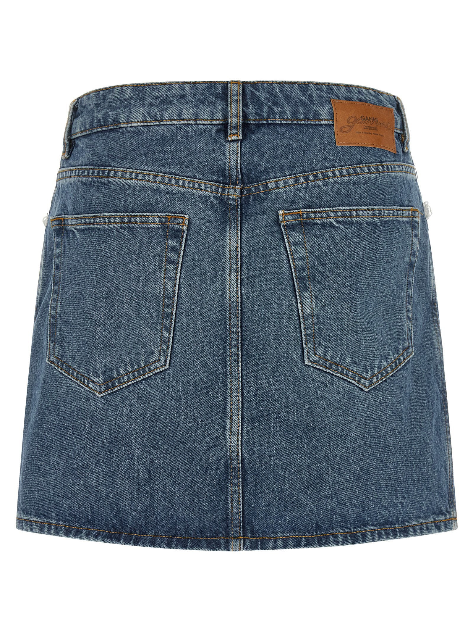 Ganni Ganni Denim And Lace Skirt