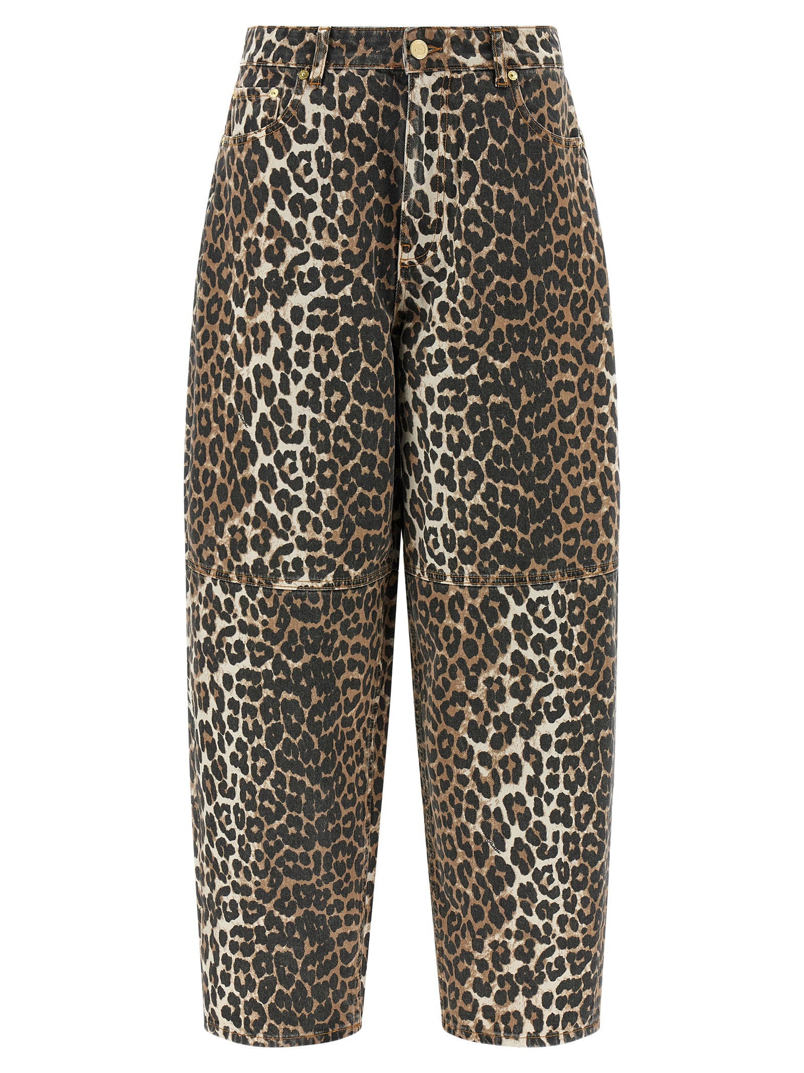 Ganni Ganni Leopard Printed Stary Jeans