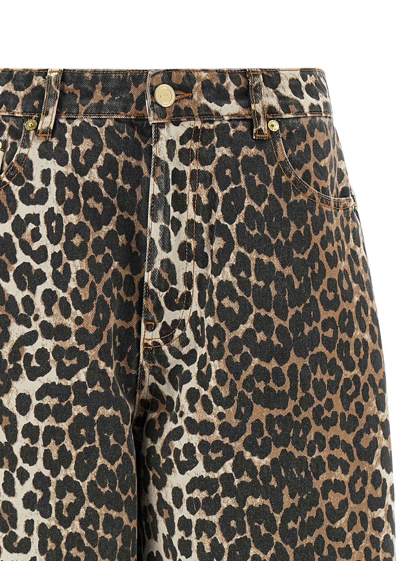Ganni Ganni Leopard Printed Stary Jeans