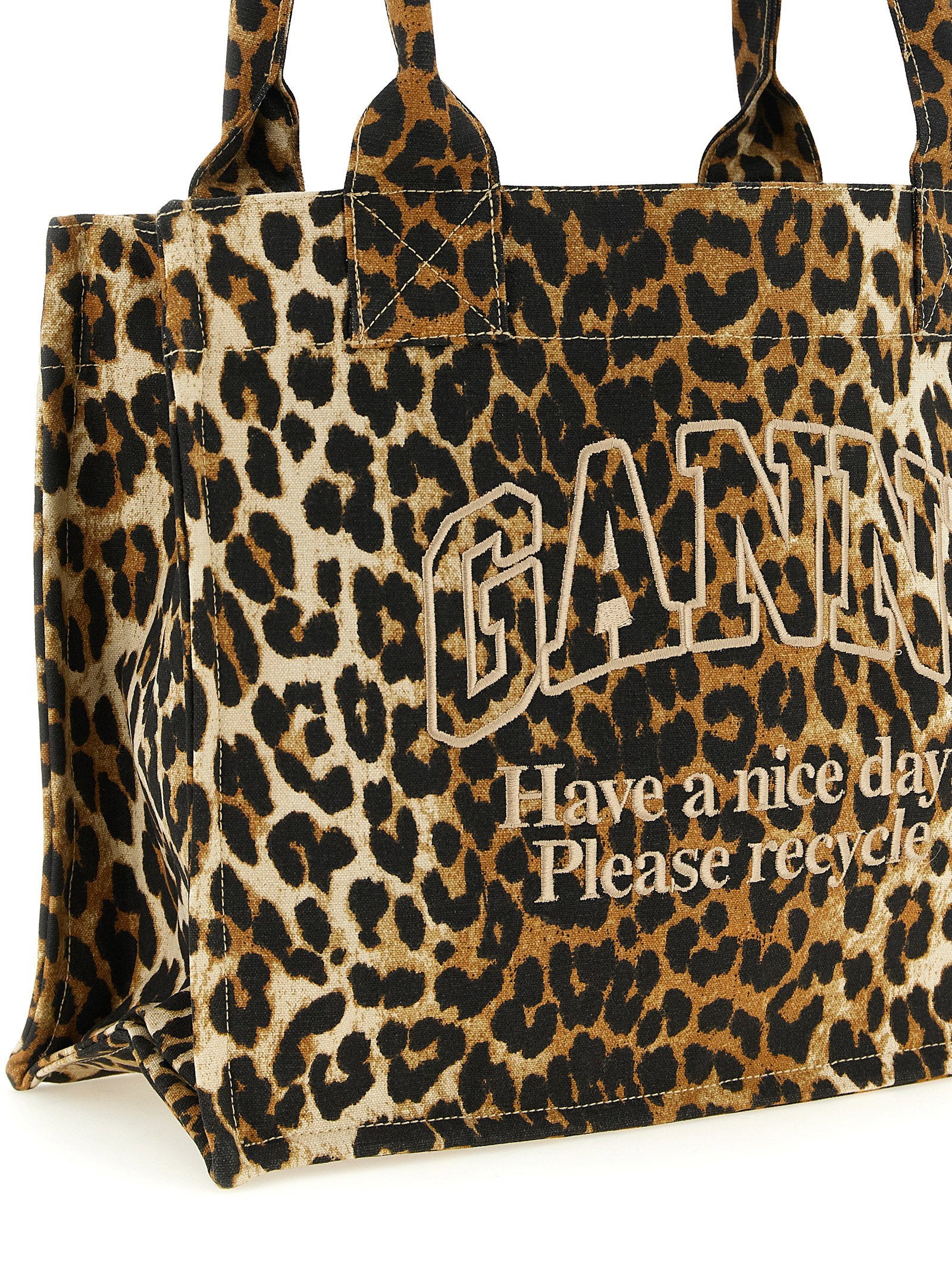 Ganni Ganni Leopard Large Shopping Bag