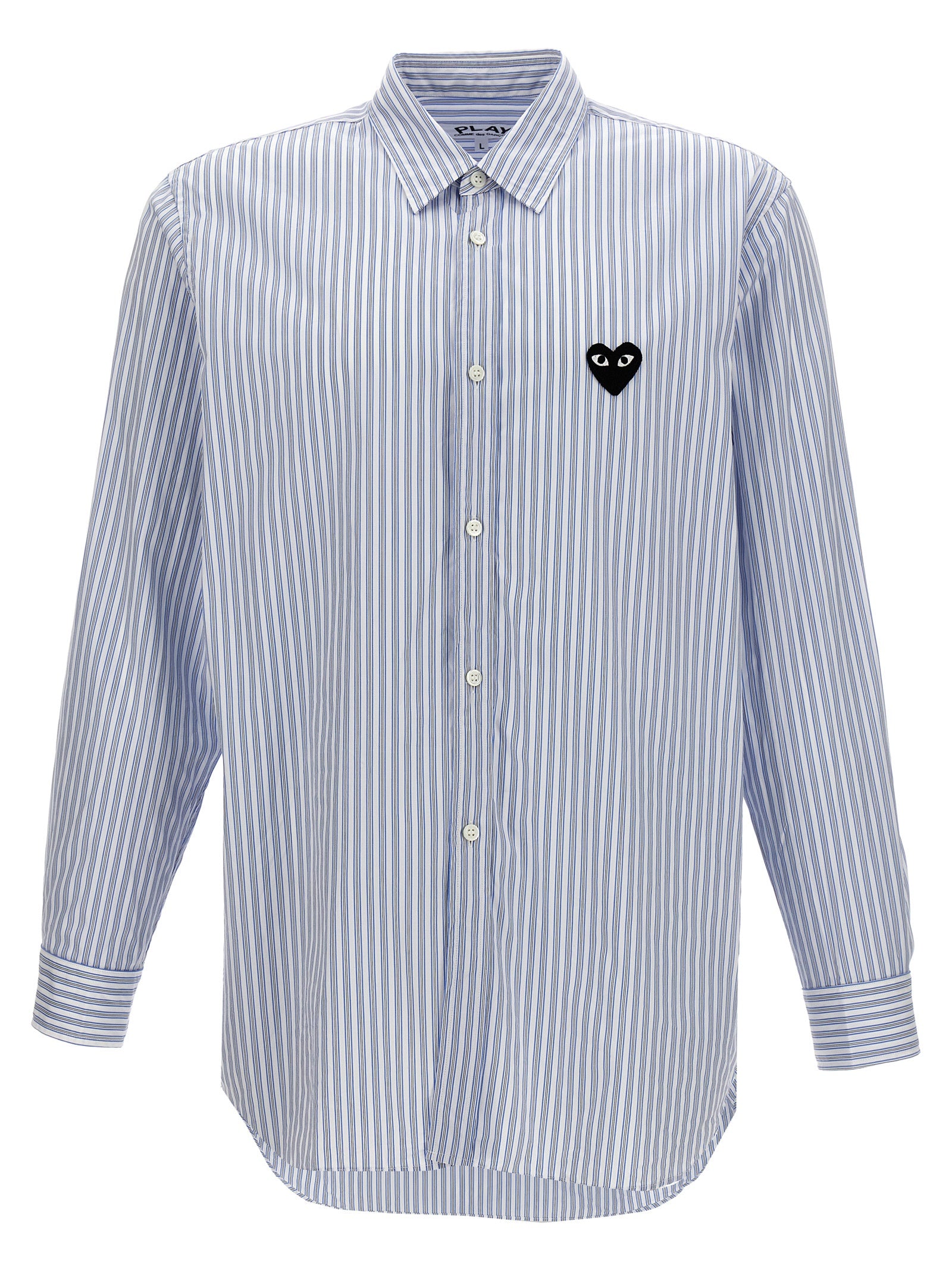 Comme Des Garçons Play Comme Des Garçons Play Logo Patch Striped Shirt
