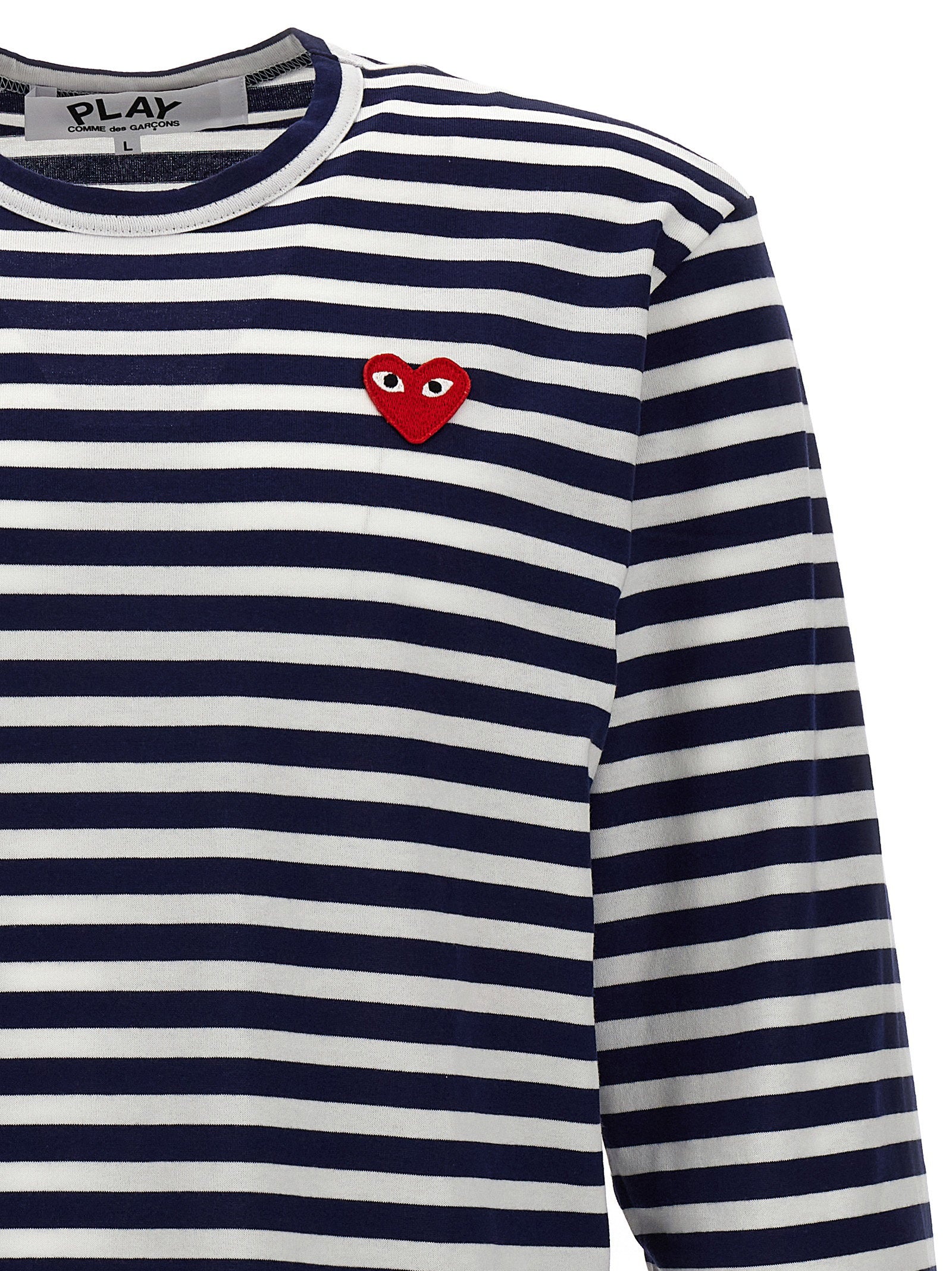 Comme Des Garçons Play Comme Des Garçons Play Logo Patch Stripes T-shirt
