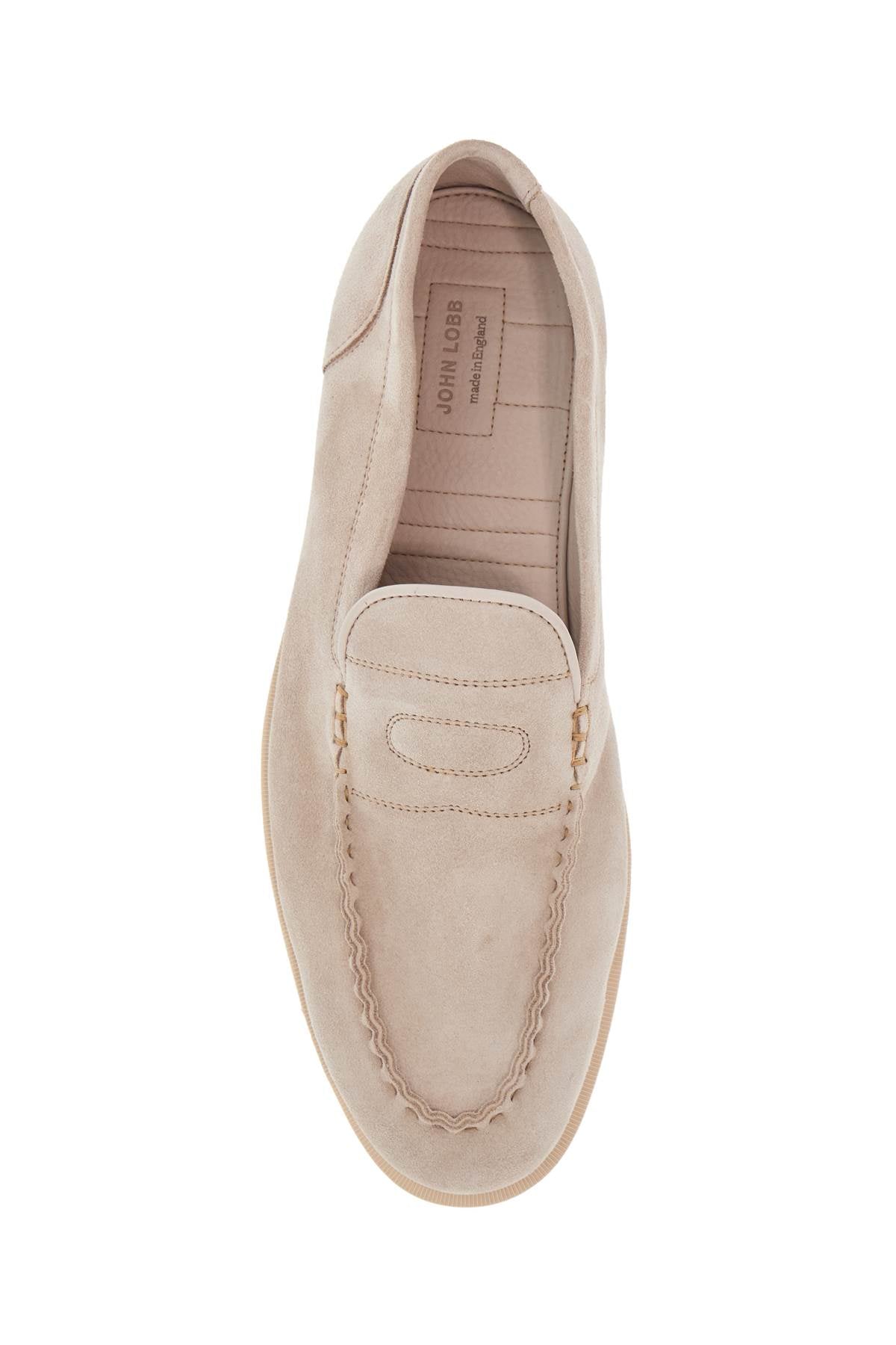 John Lobb John Lobb men's suede lace-up shoes in sand with flexible sole