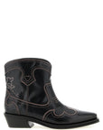 Ganni Ganni Low Shaft Embroidered Western Ankle Boots