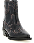 Ganni Ganni Low Shaft Embroidered Western Ankle Boots