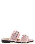 Ganni Ganni Feminine Buckle Fringed Denim Sandals