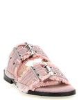 Ganni Ganni Feminine Buckle Fringed Denim Sandals