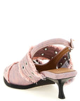 Ganni Ganni Feminine Buckle Fringed Denim Slingback