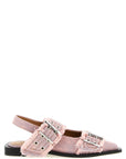 Ganni Ganni Feminine Buckle Fringed Denim Slingback
