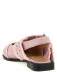 Ganni Ganni Feminine Buckle Fringed Denim Slingback