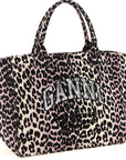 Ganni Ganni Leopard Sequin Xxl Tote Shopping Bag