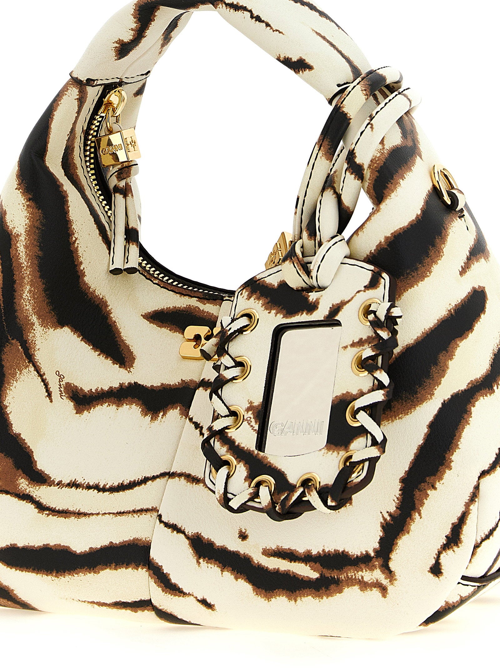 Ganni Ganni Mini Hobo Zebra Handbag