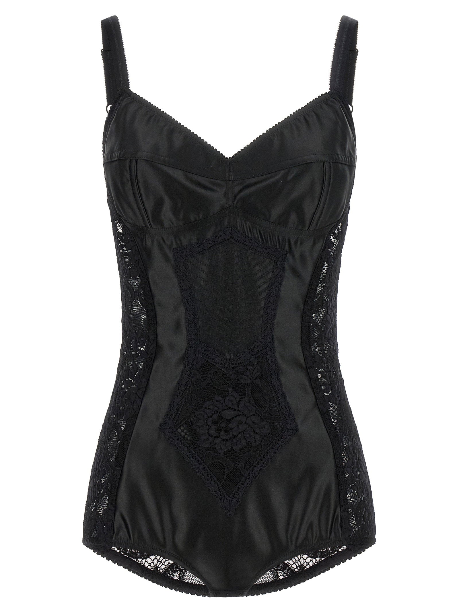 Dolce &amp; Gabbana Dolce &amp; Gabbana Satin And Lace Corsetry Bodysuit