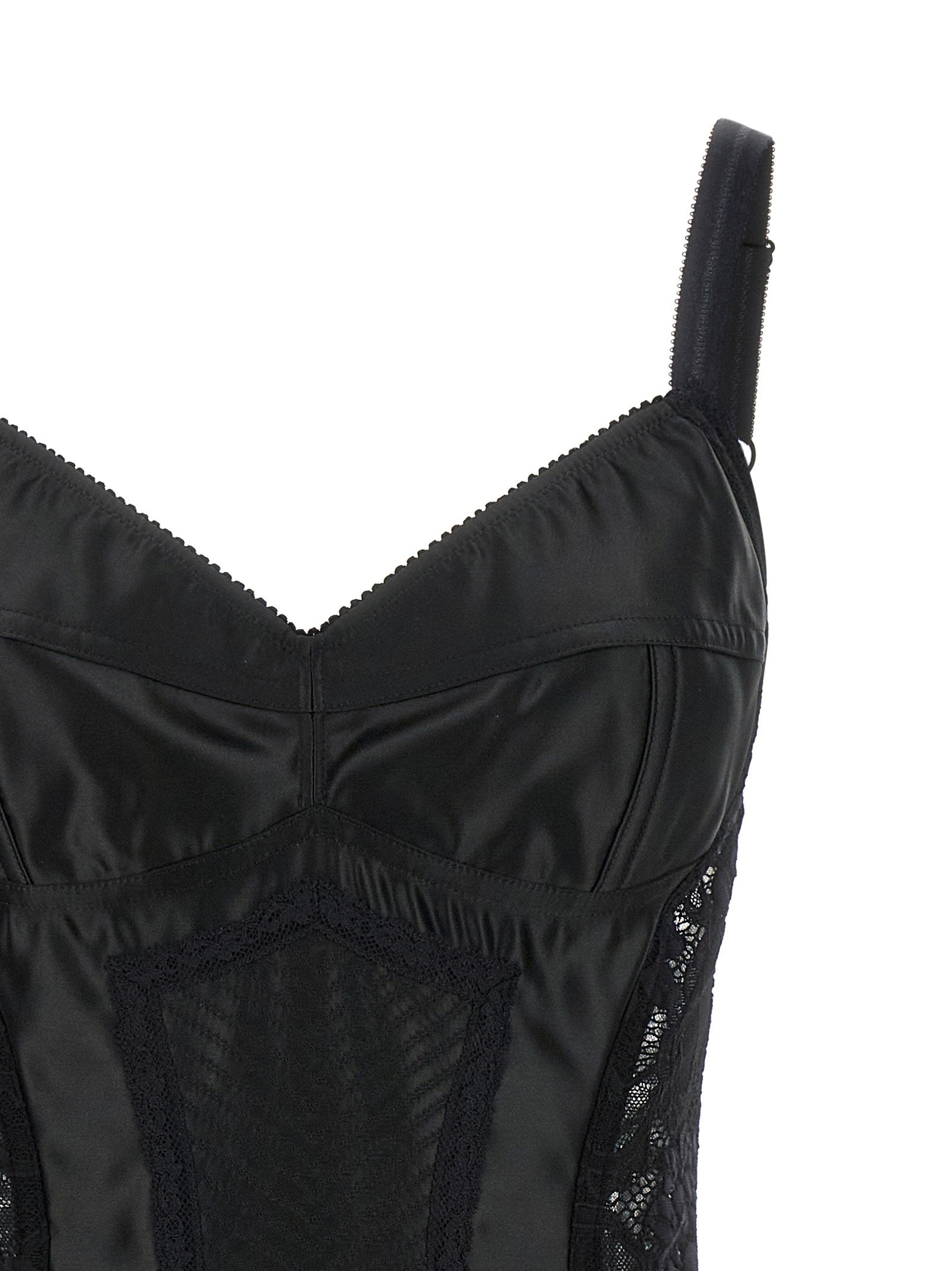 Dolce &amp; Gabbana Dolce &amp; Gabbana Satin And Lace Corsetry Bodysuit