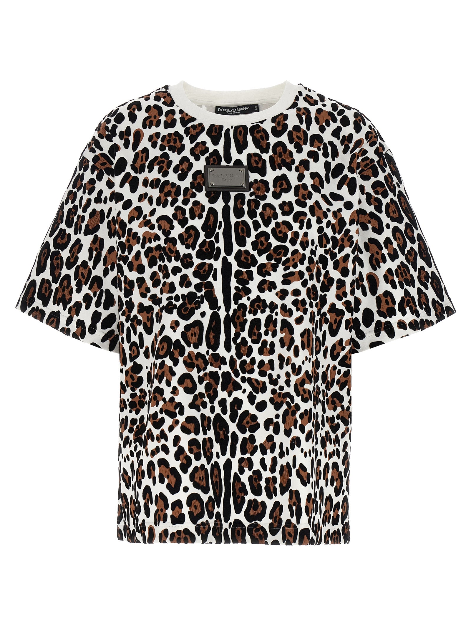 Dolce &amp; Gabbana Dolce &amp; Gabbana Animal Print Logo Plaque T-shirt