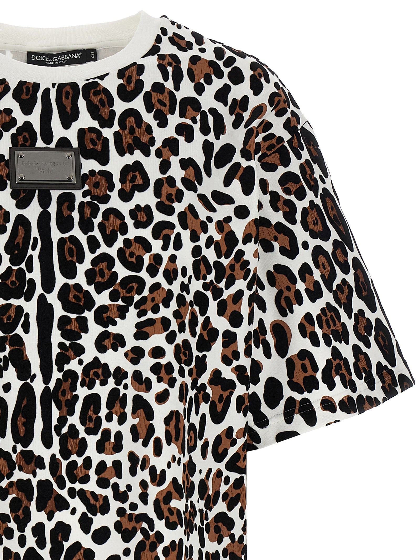Dolce &amp; Gabbana Dolce &amp; Gabbana Animal Print Logo Plaque T-shirt
