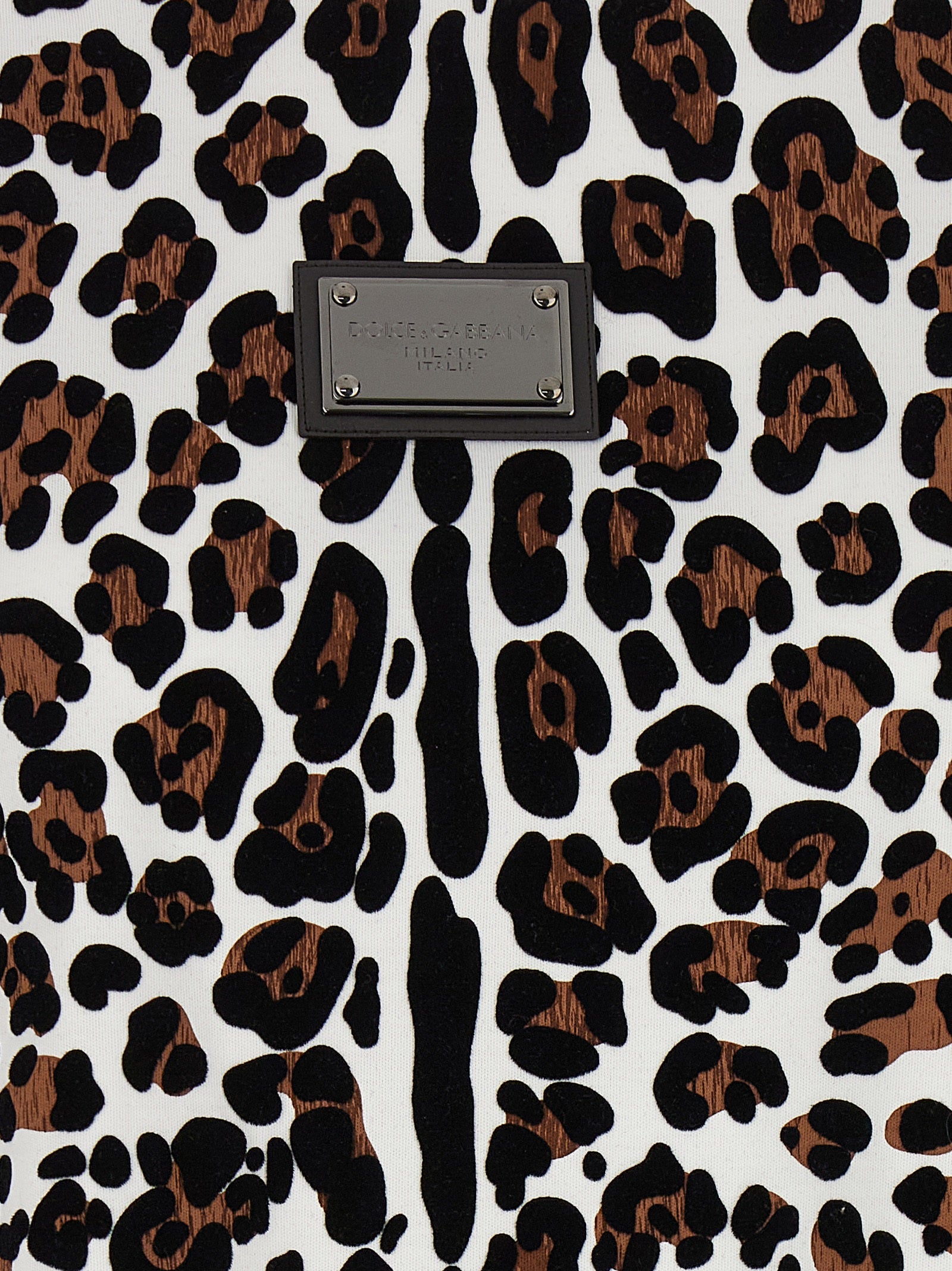 Dolce &amp; Gabbana Dolce &amp; Gabbana Animal Print Logo Plaque T-shirt