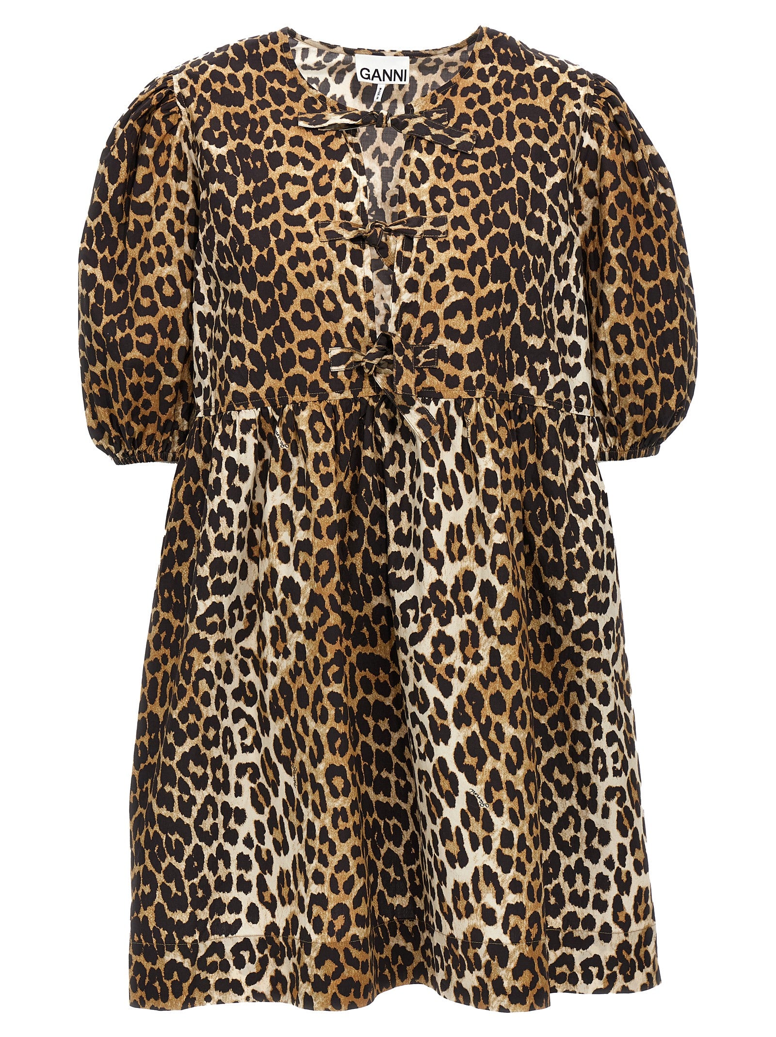 Ganni Ganni Leopard Poplin Dress