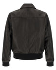 Ami Paris Ami Paris Ami De Coeur Leather Bomber Jacket