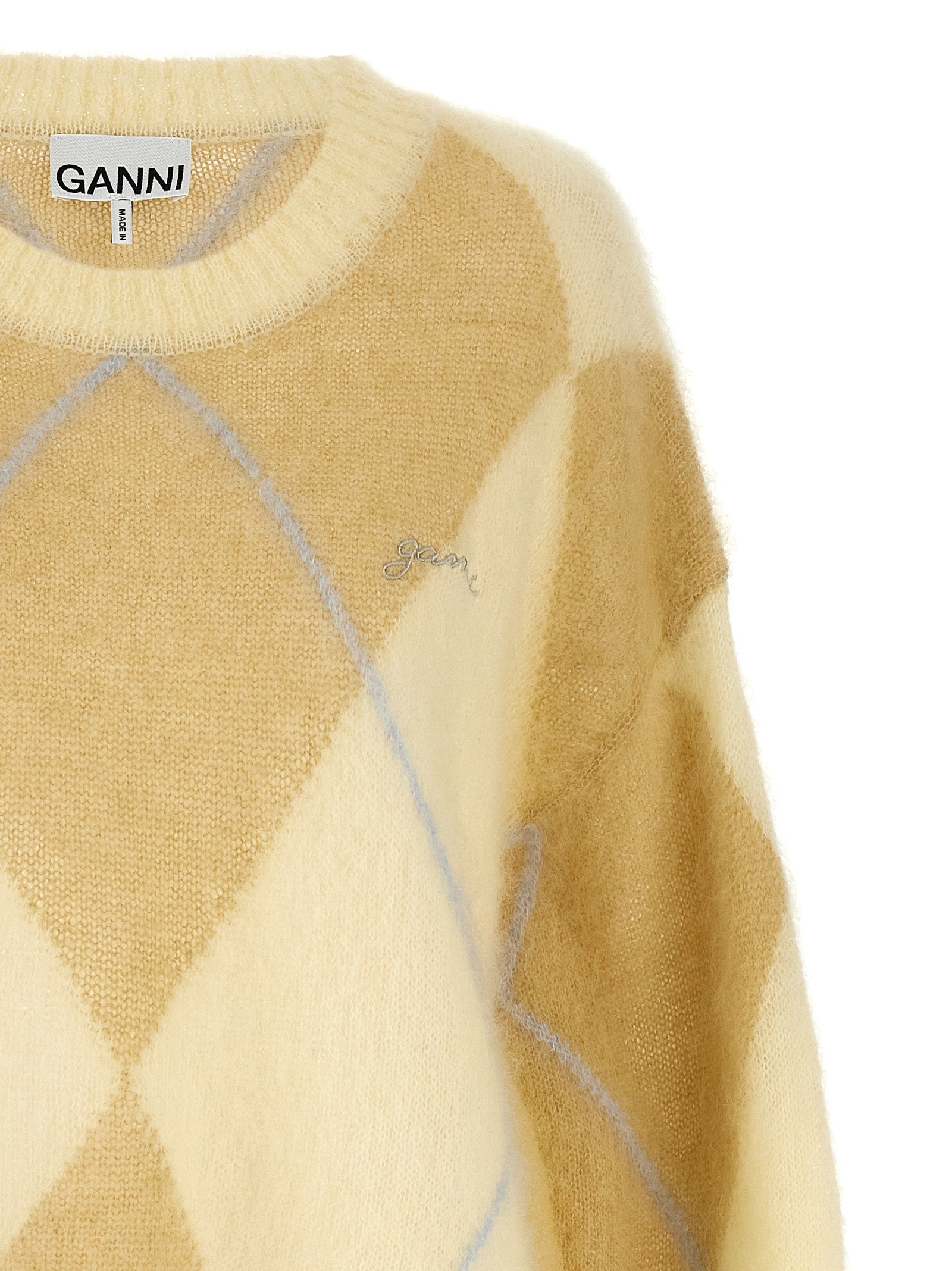 Ganni Ganni Logo Embroidery Diamond Sweater