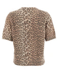 Ganni Ganni Leopard Wool Mix T-shirt