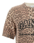 Ganni Ganni Leopard Wool Mix T-shirt