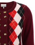 Ganni Ganni Burgundy Check Cardigan