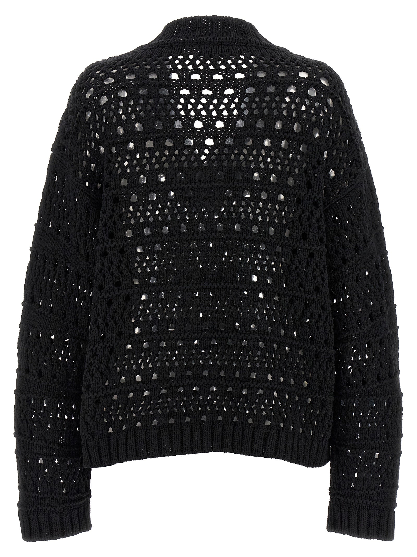 Ganni Ganni Black Crochet V-neck Sweater
